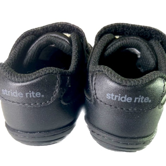 STRIDE RITE Toddler Boys Black Shoes Cushioned Insole Hook & Loop Strap Size 4.5 - Picture 4 of 8